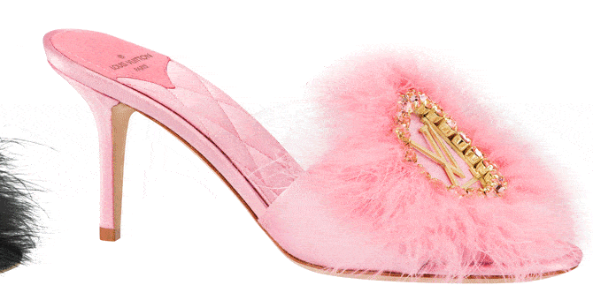 louis vuitton pink fluffy slides