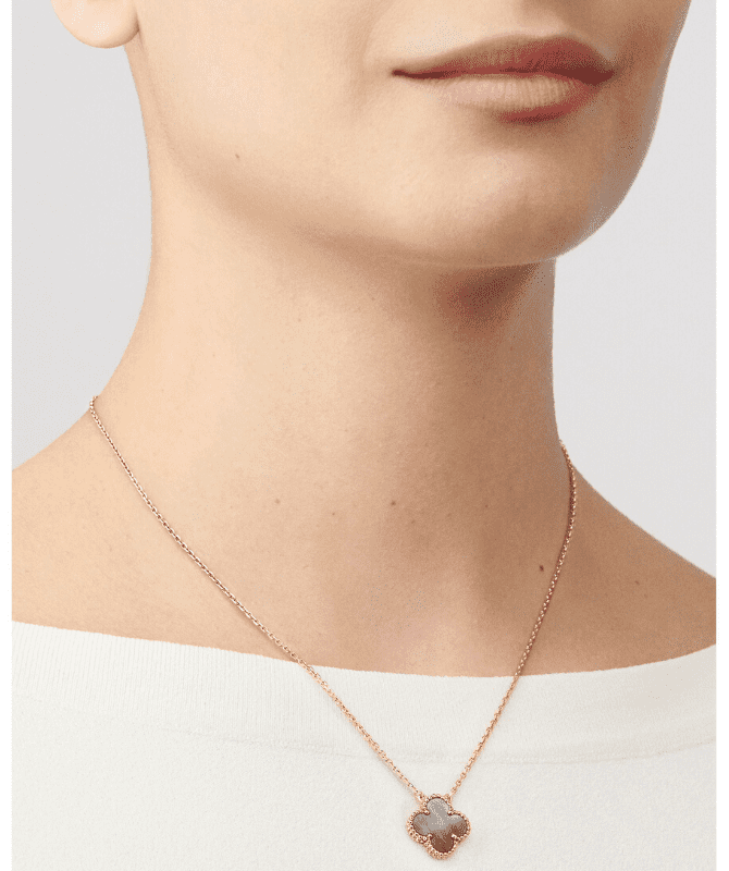 VAN CLEEF & ARPELS 18K Rose Gold Diamond Vintage Alhambra Pendant Necklace  1311843 | FASHIONPHILE