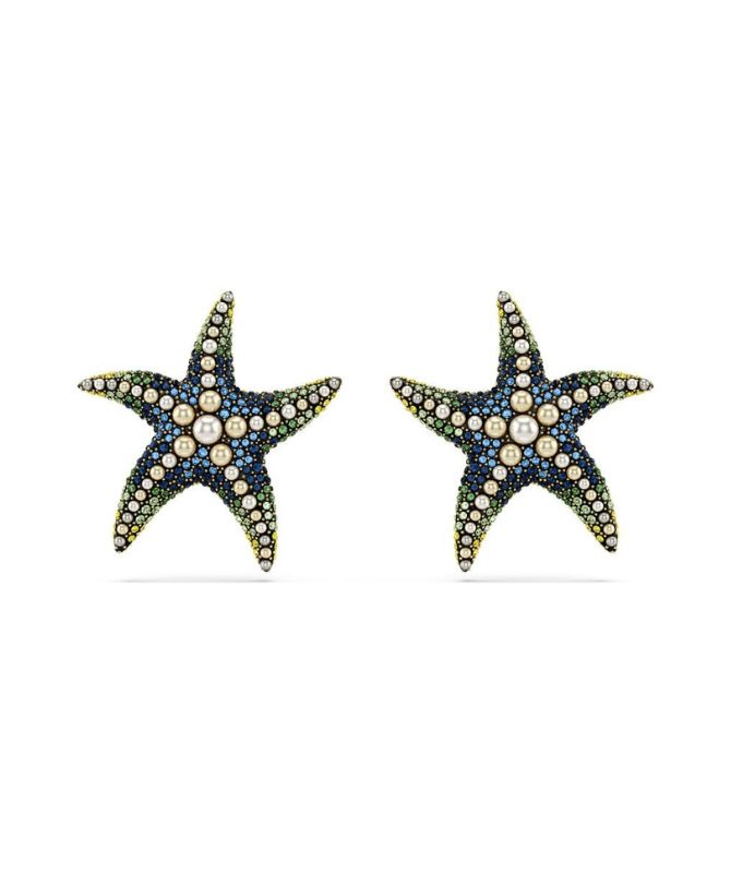Idyllia stud earrings Starfish, Large, Multicolored, Gold-tone plated