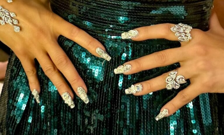 Jennifer Lopez Swarovski Nails