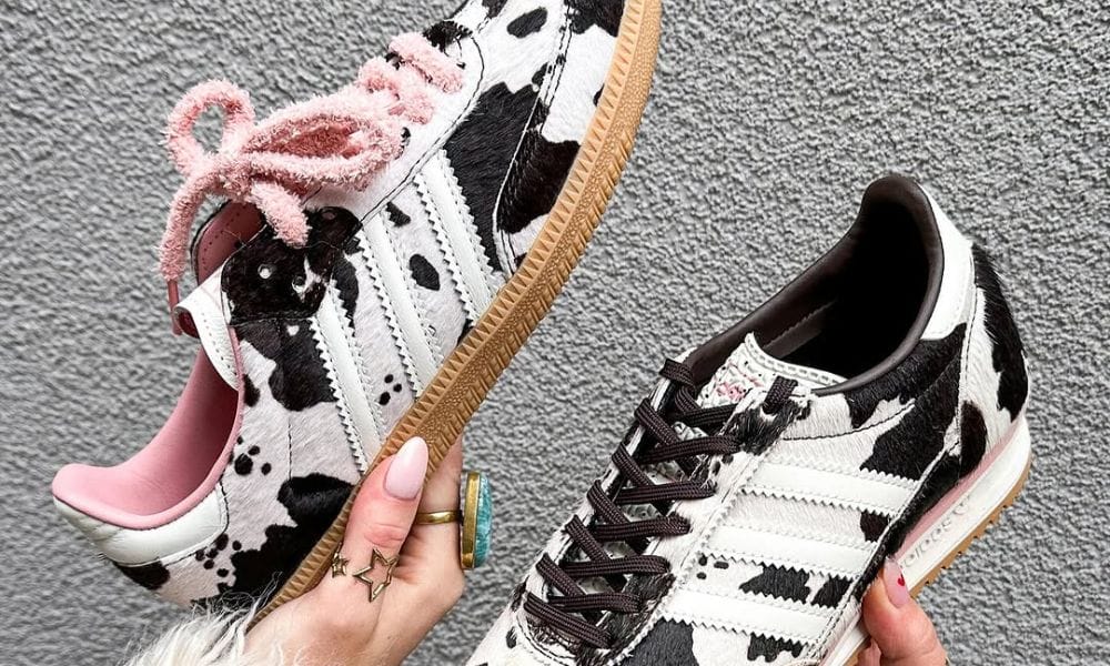 Adidas cow print sneakers