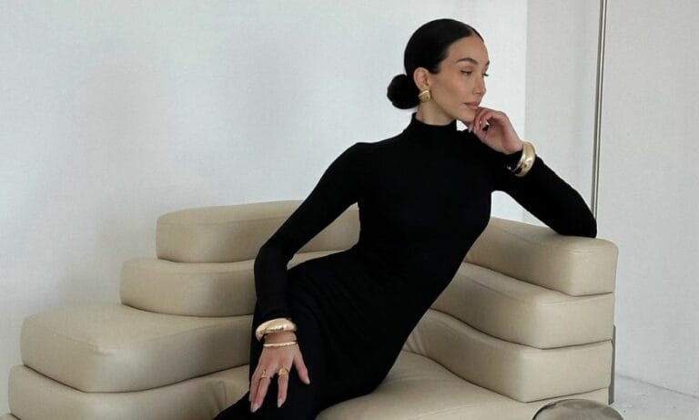 black dress gold cuffs