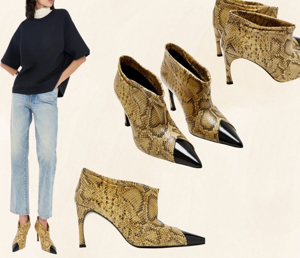 BURO’S MUST-HAVE LIST: THE ROTATE SNAKE-PRINT ANKLE BOOTS.