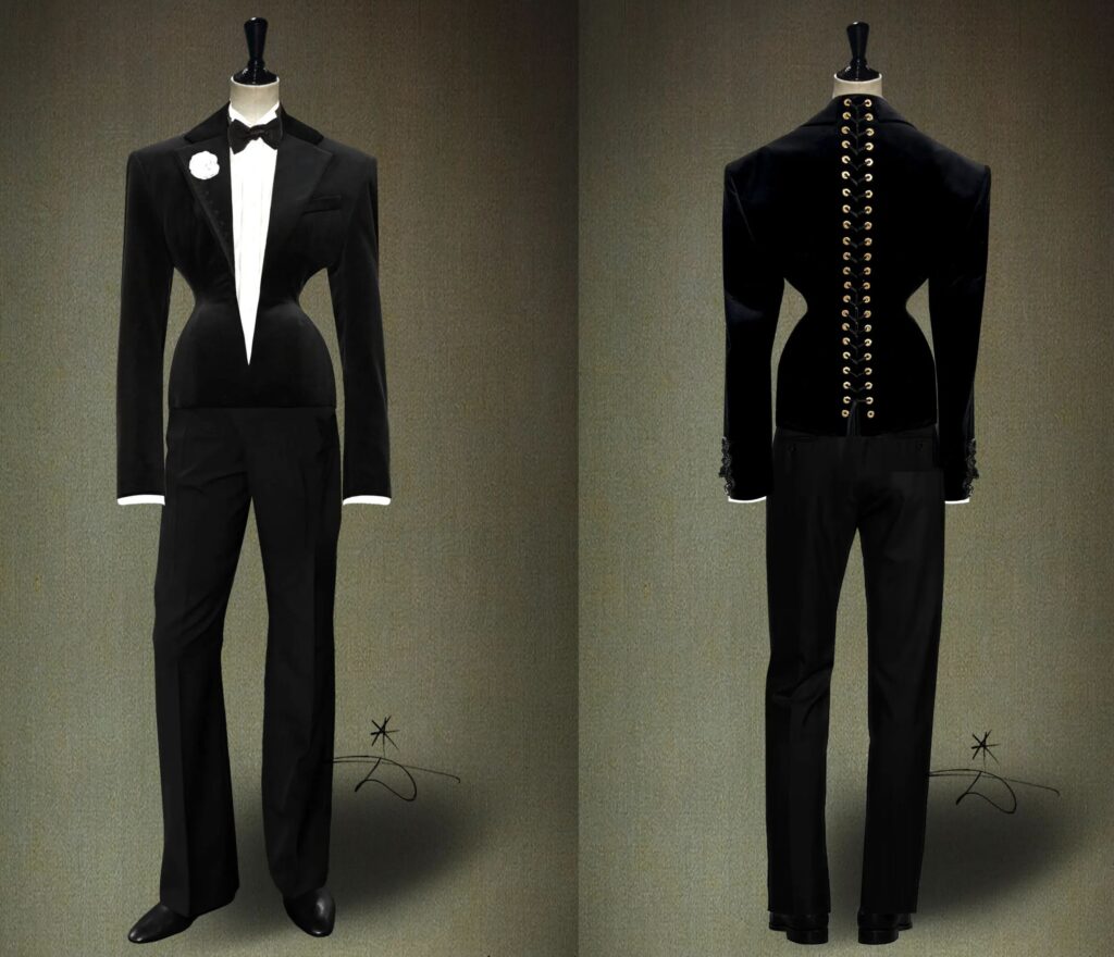 BAD BUNNY WEARS SCHIAPARELLI’S FIRST MEN’S HAUTE COUTURE LOOK AT THE 2026 GRAMMY AWARDS.