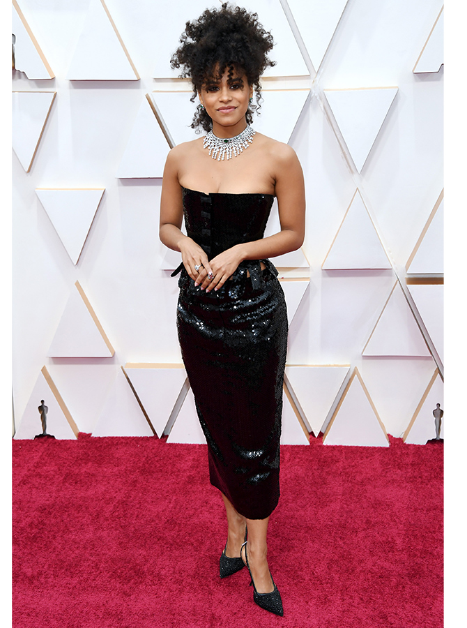 Zazie Beetz in custom Thom Browne